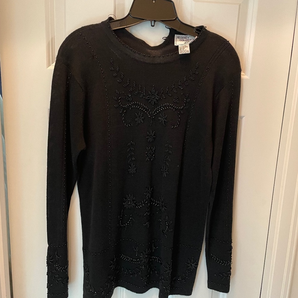Sweater, Regency Collection,  Black Embellished, Size L